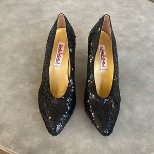 Vintage Sequin 80’s Style Black Pumps